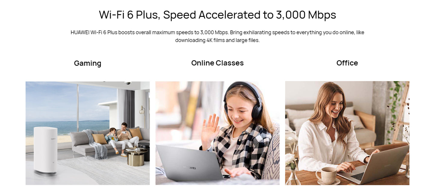 Kit 2x Roteador HUAWEI WiFi Mesh 3 – Wi-Fi 6 Plus, 3000 Mbps, Cobertura Total para sua Casa