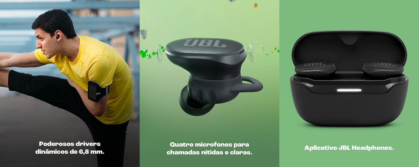 Fone de Ouvido JBL Endurance Race 2 – Bluetooth, IP68, 48h de Bateria, Cancelamento de Ruído