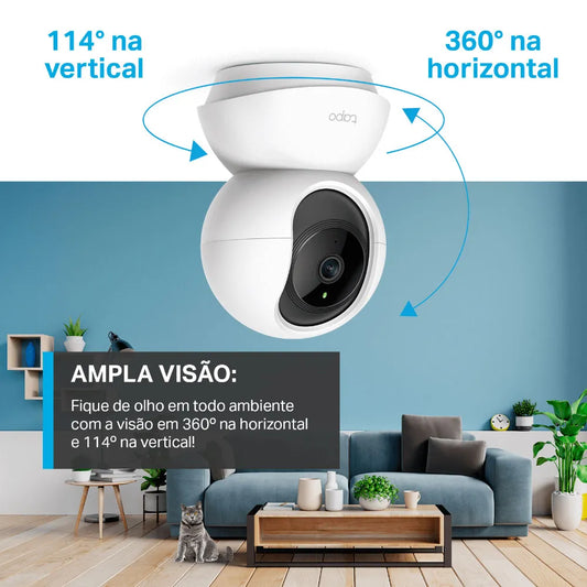 Câmera de Segurança TP-Link Tapo TC70-BR – Wi-Fi, Full HD 1080p, Visão 360°, Visão Noturna, Suporte até 512GB