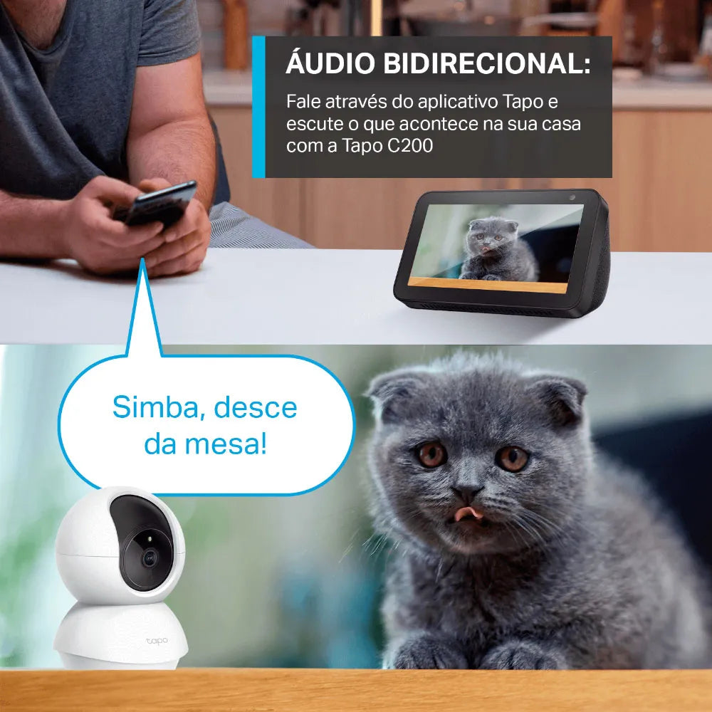 Câmera de Segurança TP-Link Tapo TC70-BR – Wi-Fi, Full HD 1080p, Visão 360°, Visão Noturna, Suporte até 512GB