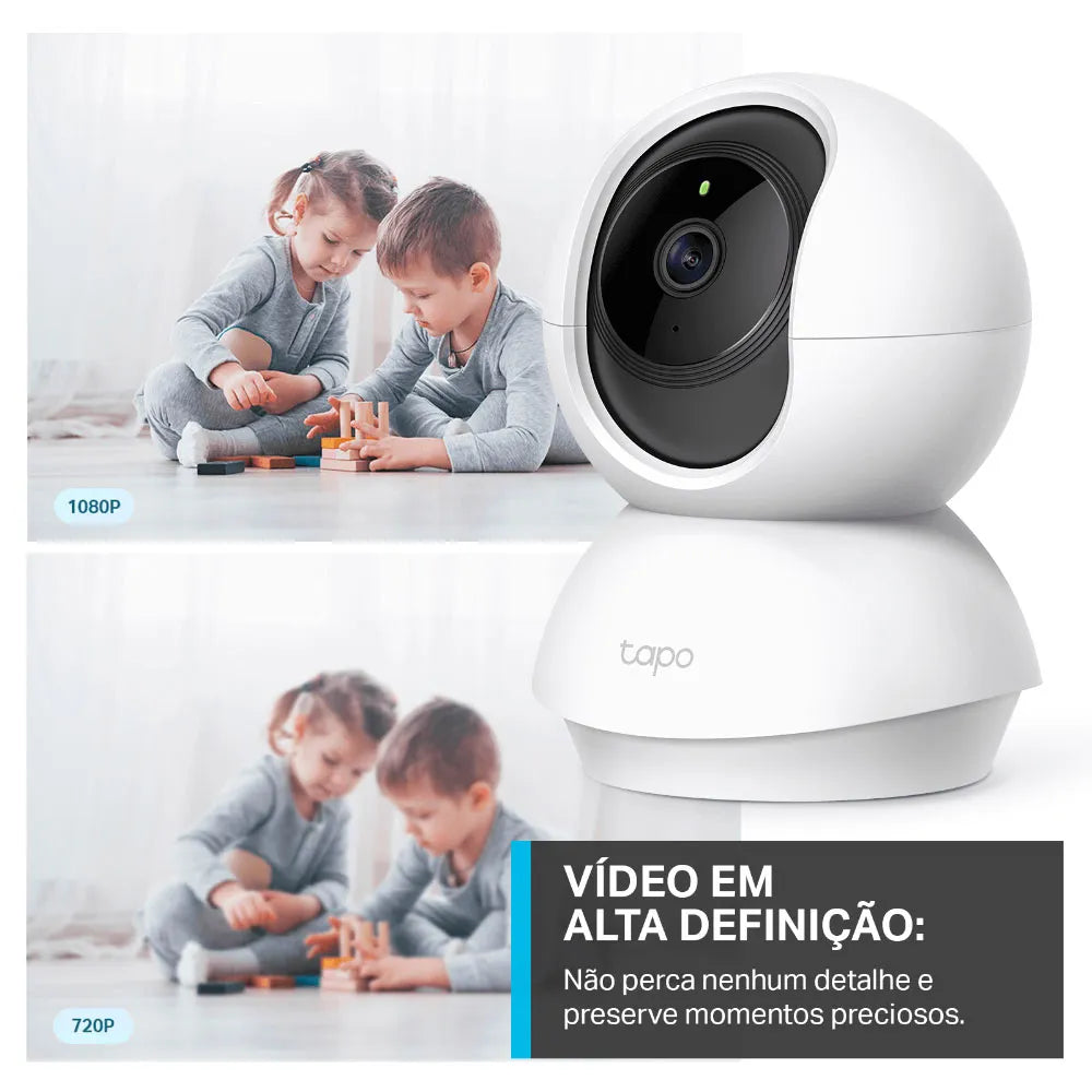 Câmera de Segurança TP-Link Tapo TC70-BR – Wi-Fi, Full HD 1080p, Visão 360°, Visão Noturna, Suporte até 512GB