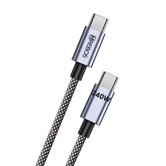 Cabo Carregador Ultra Rapido Hrebos USB-C 240W PD Compatível iPhone, Samsung, Xiaomi e MacBook – 1m Preto