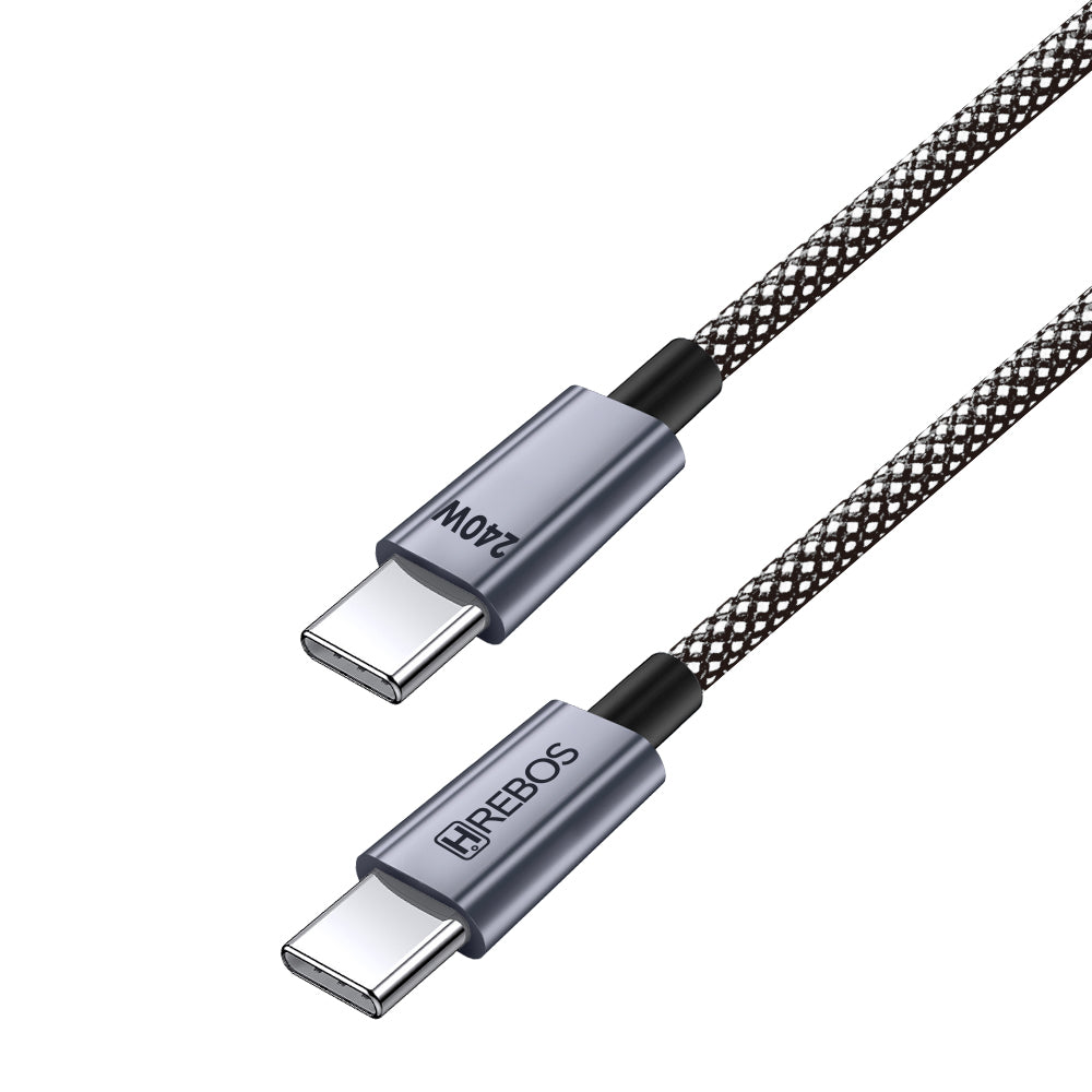 Cabo Carregador Ultra Rapido Hrebos USB-C 240W PD Compatível iPhone, Samsung, Xiaomi e MacBook – 1m Preto