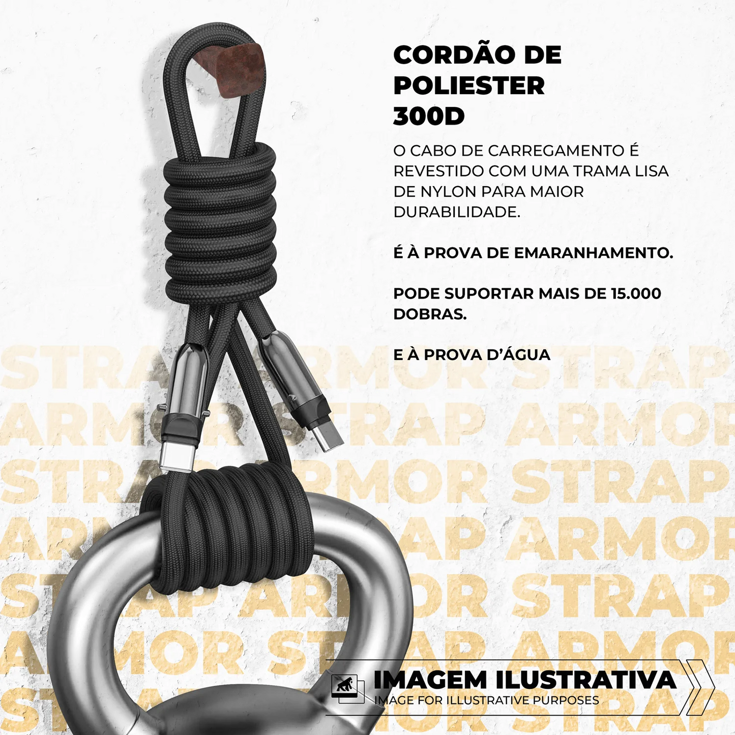 Cabo Cordão Strap Armor Tipo C Gshield – Mobilidade, resistência e alta performance em um só produto!