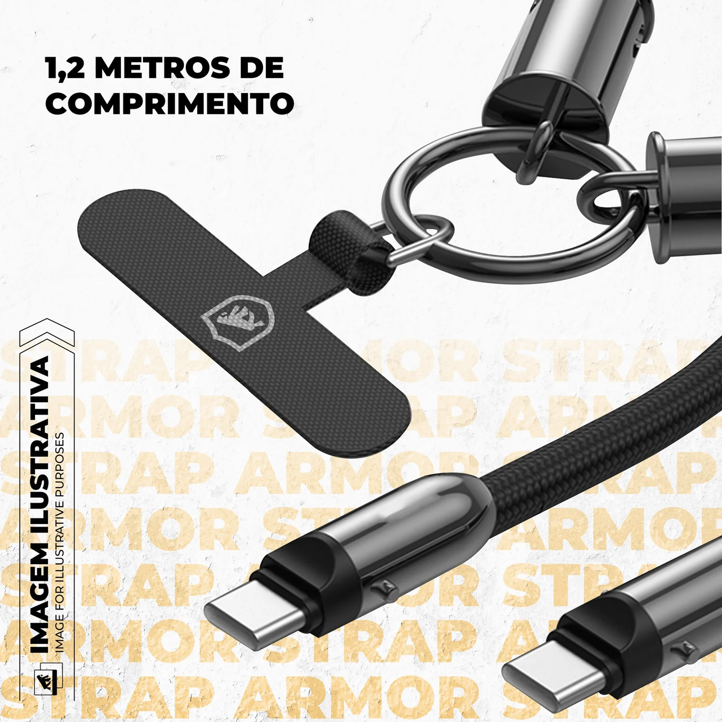 Cabo Cordão Strap Armor Tipo C Gshield – Mobilidade, resistência e alta performance em um só produto!