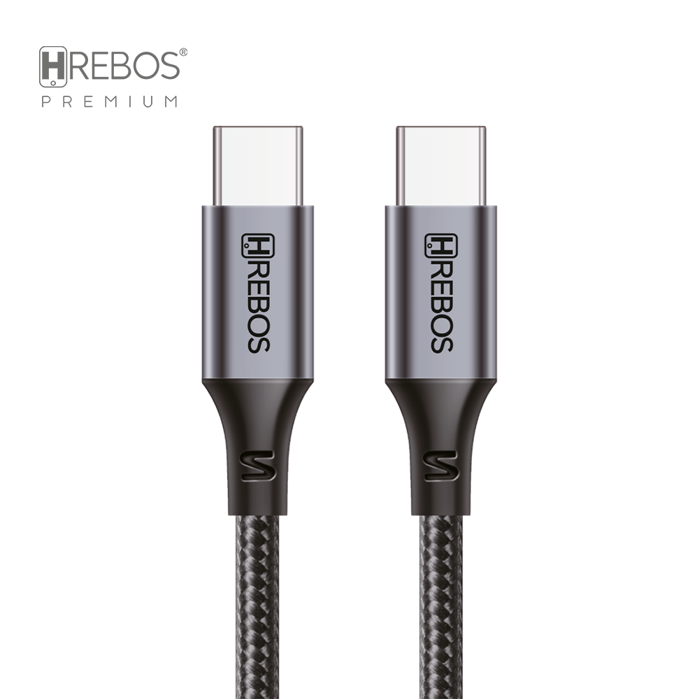 HREBOS Premium Cabo Dual Tipo-C 100W Midnight 2M - Preto
