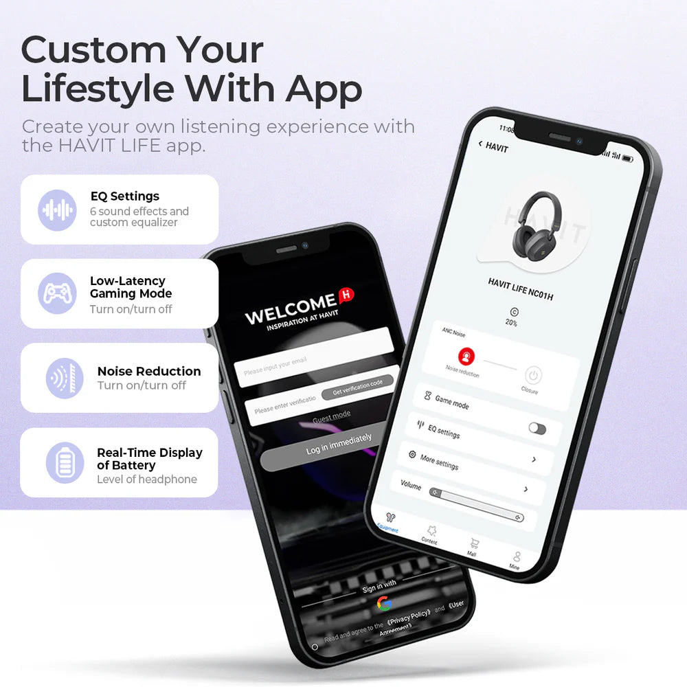 Headphone Bluetooth HAVIT H668BT ANC Cancelamento de Ruído, 70h Bateria, Hi-Res, Dobrável – Preto