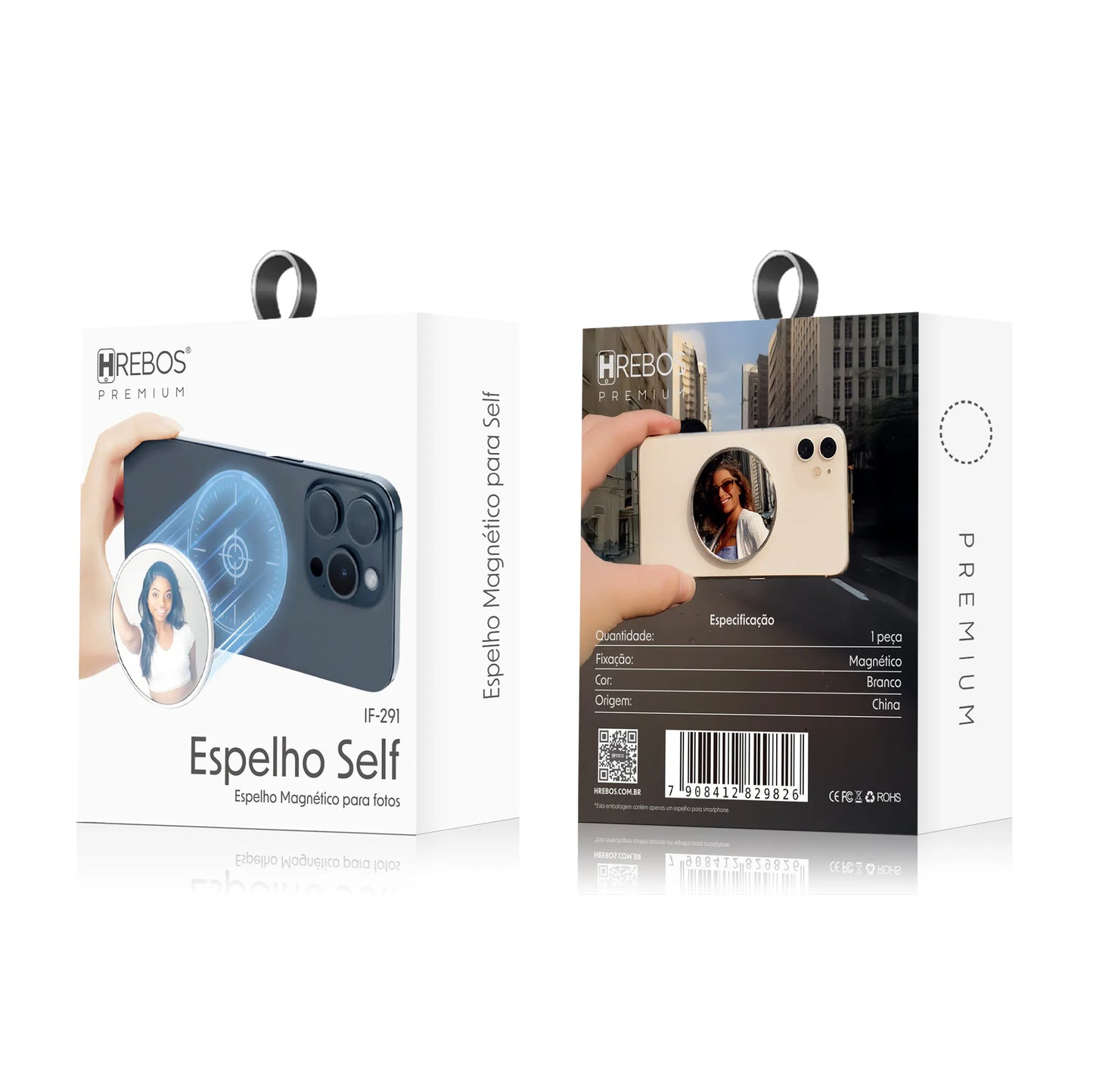 Espelho Selfie Magnético Hrebos para iPhone e Android – Branco