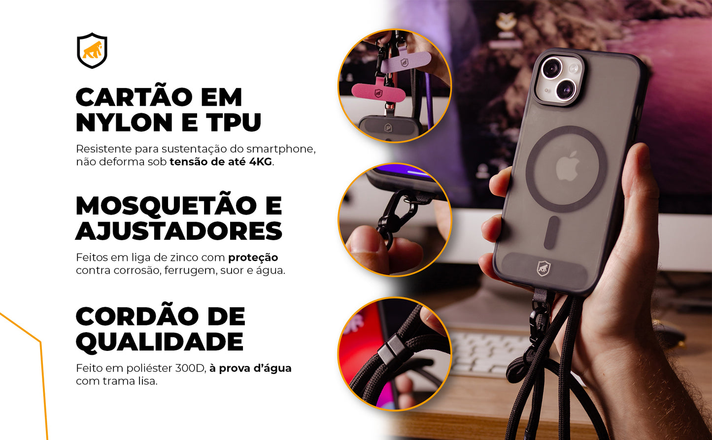 Cordão Phone Strap Armor Gshield – Segurança, conforto e estilo em um só acessório!